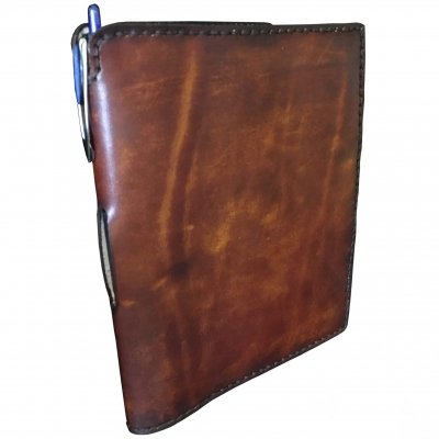 Journal with Pen Holder in Spine Front 400x400 - Mystic Leather | Custom Handcrafted Leather Goods